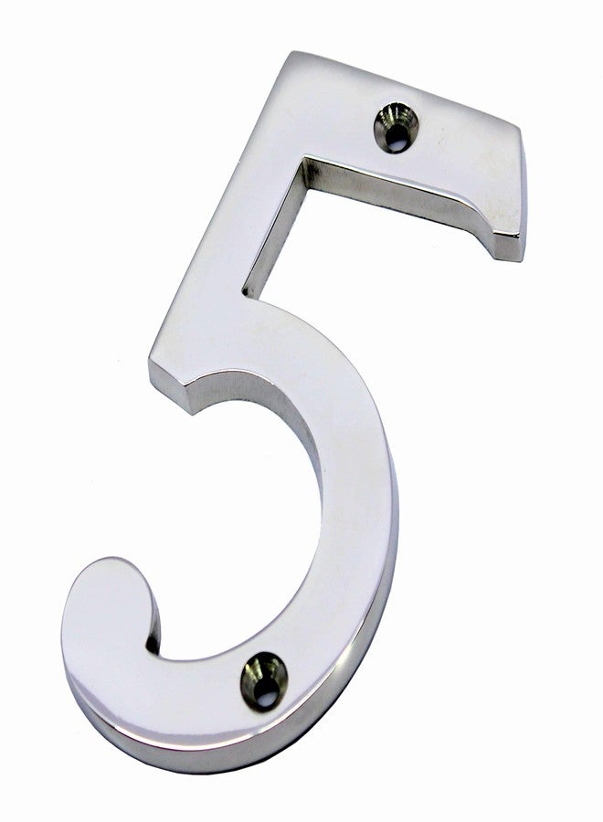 eSplanade 4" Brass House Hotel Door Number Plaque Numeric Numerical Digit 0-9 (5 (Five)) - Image 1